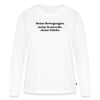 Pilates - Deine Bewegungen, deine Kontrolle, - Frauen Premium Bio Langarmshirt - Weiß - Vorne - Julia (174cm)