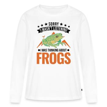 Grenouille cadeau Rainette - T-shirt manches longues Premium bio Femme - blanc - Devant - Julia (174cm)