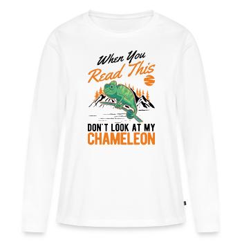 Caméléon Cadeau Caméléon - T-shirt manches longues Premium bio Femme - blanc - Devant - Julia (174cm)