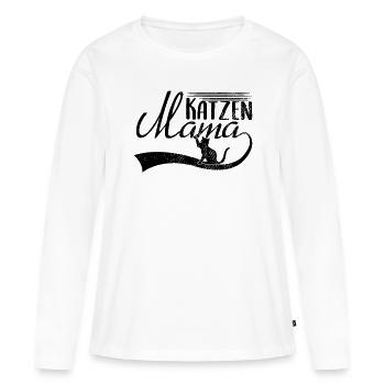 Katzen Mama - Frauen Premium Bio Langarmshirt - Weiß - Vorne - Julia (174cm)