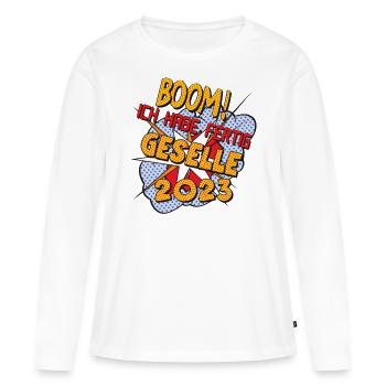 Ausbildung 2023 Abschluss bestanden Comicstyle - Frauen Premium Bio Langarmshirt - Weiß - Vorne - Julia (174cm)