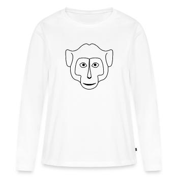 Affe Affengesicht Zeichnung - Frauen Premium Bio Langarmshirt - Weiß - Vorne - Julia (174cm)