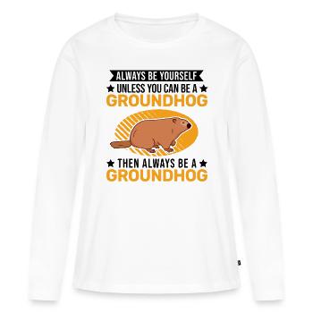 Marmotte Marmotte Marmotte de la forêt Marmotte - T-shirt manches longues Premium bio Femme - blanc - Devant - Julia (174cm)