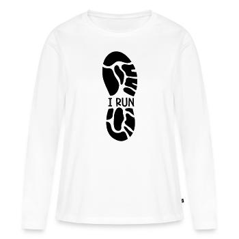 Je cours aime la course de marathon course de pays coureur - T-shirt manches longues Premium bio Femme - blanc - Devant - Julia (174cm)