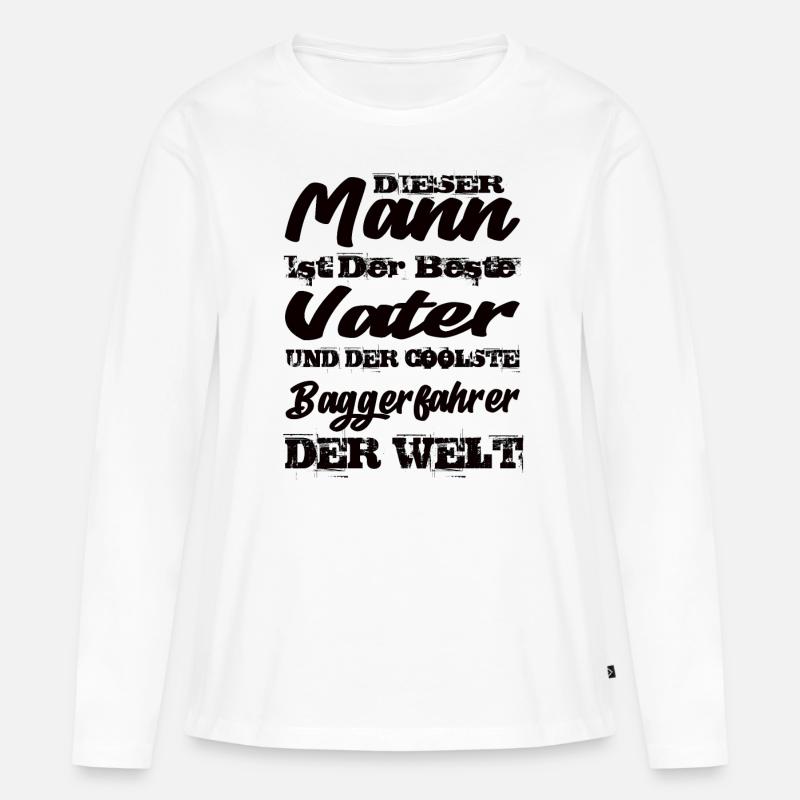 Baggerfahrer - Frauen Premium Bio Langarmshirt - Weiß