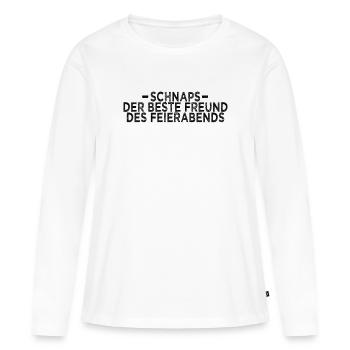 Schnaps Feierabend Spruch - Frauen Premium Bio Langarmshirt - Weiß - Vorne - Julia (174cm)