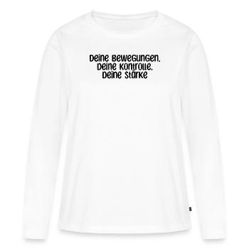 Pilates - Deine Bewegungen, deine Kontrolle, - Frauen Premium Bio Langarmshirt - Weiß - Vorne - Julia (174cm)