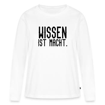 Wissen ist Macht - Frauen Premium Bio Langarmshirt - Weiß - Vorne - Julia (174cm)