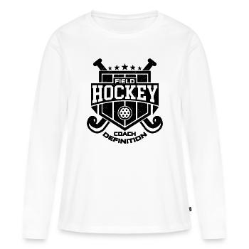 Field Hockey Coach Retro Floor Ball Hockey Player - Women's Premium Organic Long Sleeve Shirt - white - Front - Julia (174cm)
