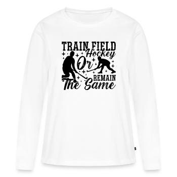 Train Field Hockey Insane Floor Ball Hockey Player - Women's Premium Organic Long Sleeve Shirt - white - Front - Julia (174cm)