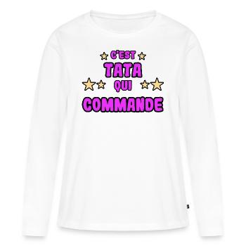 C'est tata qui commande - T-shirt manches longues Premium bio Femme - blanc - Devant - Julia (174cm)