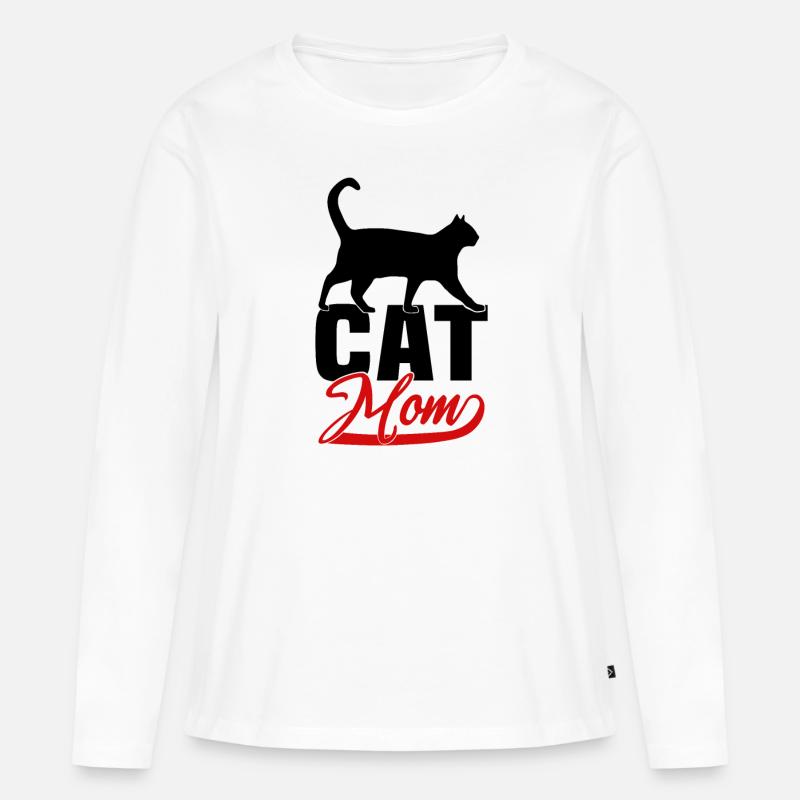 Cat Mom - Frauen Premium Bio Langarmshirt - Weiß