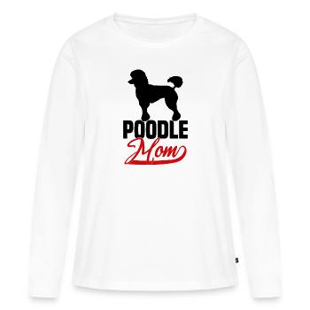 Maman caniche - T-shirt manches longues Premium bio Femme - blanc - Devant - Julia (174cm)