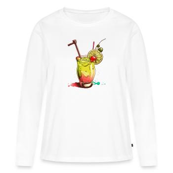 Cocktail - T-shirt manches longues Premium bio Femme - blanc - Devant - Julia (174cm)