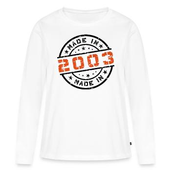 Année de naissance Naissance Né en - Fabriqué en 2003 - T-shirt manches longues Premium bio Femme - blanc - Devant - Julia (174cm)