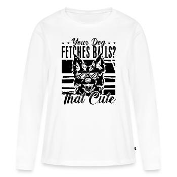 Votre chien va chercher Dresseurs d’animaux Dresseur de chiens rétro - T-shirt manches longues Premium bio Femme - blanc - Devant - Julia (174cm)