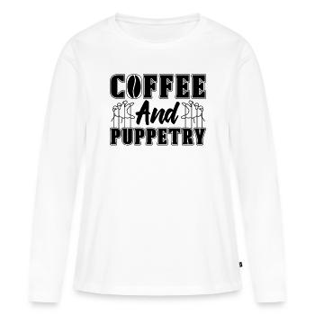 Café Et Marionnettes Marionnettes Marionnettes Marionnettiste - T-shirt manches longues Premium bio Femme - blanc - Devant - Julia (174cm)