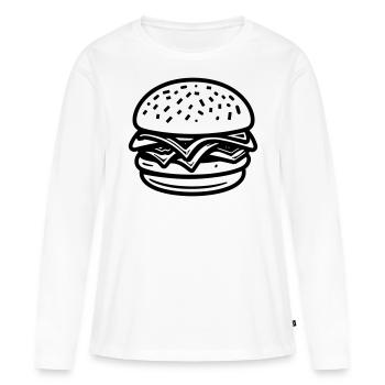 Hamburger - T-shirt manches longues Premium bio Femme - blanc - Devant - Julia (174cm)