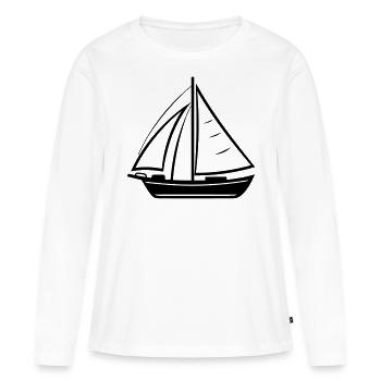 Bateau a voile - T-shirt manches longues Premium bio Femme - blanc - Devant - Julia (174cm)