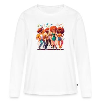 Soirée discothèque - T-shirt manches longues Premium bio Femme - blanc - Devant - Julia (174cm)