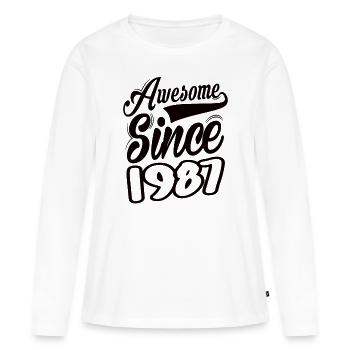 Awesome Since 1987 - Frauen Premium Bio Langarmshirt - Weiß - Vorne - Julia (174cm)