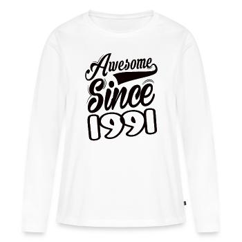 Awesome Since 1991 - Frauen Premium Bio Langarmshirt - Weiß - Vorne - Julia (174cm)
