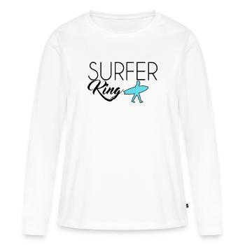 Surfer King - T-shirt manches longues Premium bio Femme - blanc - Devant - Julia (174cm)