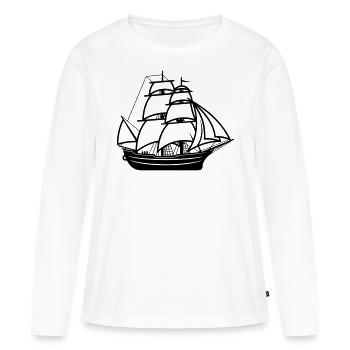 Bateau pirate - T-shirt manches longues Premium bio Femme - blanc - Devant - Julia (174cm)
