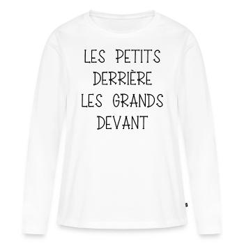 les petits derrière - T-shirt manches longues Premium bio Femme - blanc - Devant - Julia (174cm)