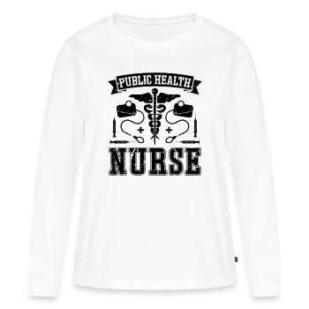 Infirmière en santé publique Virologue Travailleur de la santé - T-shirt manches longues Premium bio Femme - blanc - Devant - Julia (174cm)