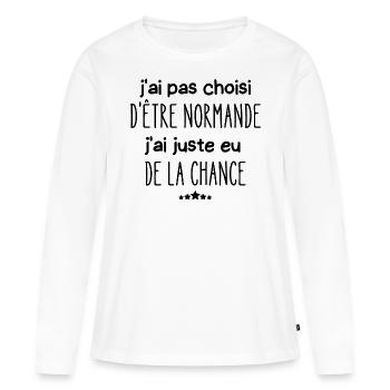 j'ai pas choisi d'être normande - T-shirt manches longues Premium bio Femme - blanc - Devant - Julia (174cm)