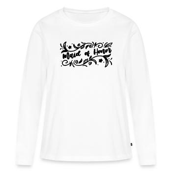 Demoiselle d’honneur Fête de mariage Demoiselle d’honneur - T-shirt manches longues Premium bio Femme - blanc - Devant - Julia (174cm)