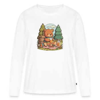Pique-avec un ours - T-shirt manches longues Premium bio Femme - blanc - Devant - Julia (174cm)