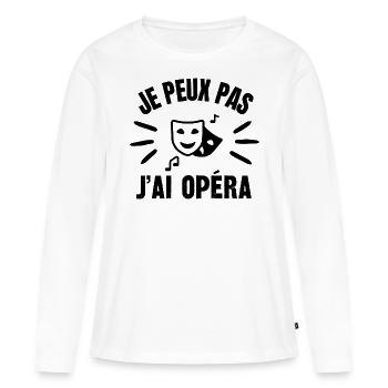 je peux pas j'ai opéra - T-shirt manches longues Premium bio Femme - blanc - Devant - Julia (174cm)