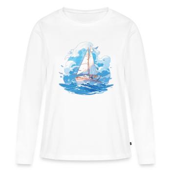Voile, Voilier, Voilier, Régate, Voile, Voile - T-shirt manches longues Premium bio Femme - blanc - Devant - Julia (174cm)