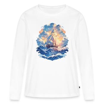 Voile, voilier, régate, voile, mer, voile - T-shirt manches longues Premium bio Femme - blanc - Devant - Julia (174cm)
