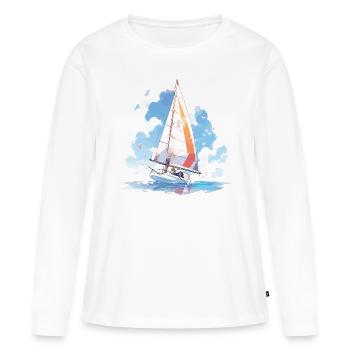 Voile, voile, voilier, régate, voile, marin - T-shirt manches longues Premium bio Femme - blanc - Devant - Julia (174cm)