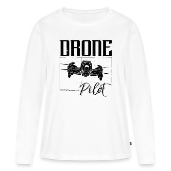 Pilote de drone Quadcopter Racing Machine Drone Racer - T-shirt manches longues Premium bio Femme - blanc - Devant - Julia (174cm)