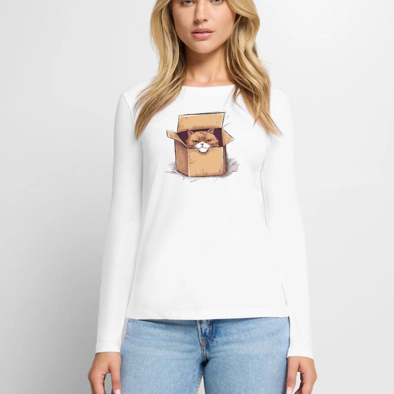 Cat grumpy grumpy grumpy sits in the box Women's Premium Organic Long Sleeve Shirt