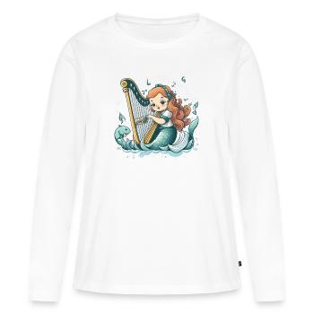 La Sirène mélodique - T-shirt manches longues Premium bio Femme - blanc - Devant - Julia (174cm)
