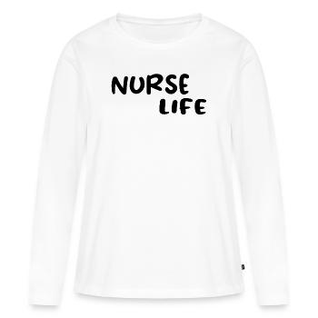 Vie infirmière - Infirmière infirmière - T-shirt manches longues Premium bio Femme - blanc - Devant - Julia (174cm)