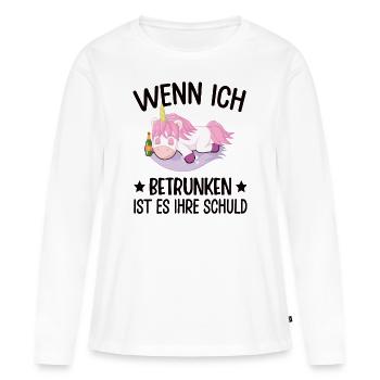 Einhorn Lustiger Spruch Einhorn Saufen Fabel - Frauen Premium Bio Langarmshirt - Weiß - Vorne - Julia (174cm)