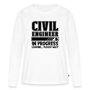 Ingénieur civil en cours Chargement Aime les ingénieurs - T-shirt manches longues Premium bio Femme - blanc - Devant - Julia (174cm)