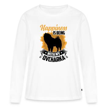 Ovcharka est chanceux chien de berger du Caucase - T-shirt manches longues Premium bio Femme - blanc - Devant - Julia (174cm)