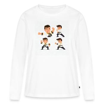 Échec et mat: Stratégie d’échecs - T-shirt manches longues Premium bio Femme - blanc - Devant - Julia (174cm)