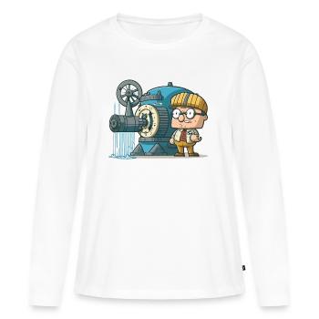 Puissance éolienne : énergie éolienne - T-shirt manches longues Premium bio Femme - blanc - Devant - Julia (174cm)