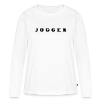 Lettrage de jogging - T-shirt manches longues Premium bio Femme - blanc - Devant - Julia (174cm)