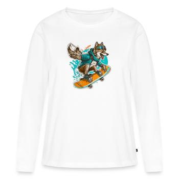 Wolf Boarder - T-shirt manches longues Premium bio Femme - blanc - Devant - Julia (174cm)