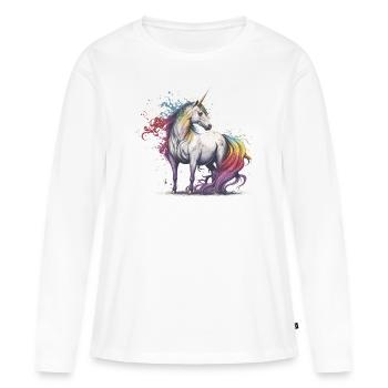 Licorne magique - T-shirt manches longues Premium bio Femme - blanc - Devant - Julia (174cm)