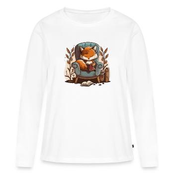 Foxy Reader - Women's Premium Organic Long Sleeve Shirt - white - Front - Julia (174cm)
